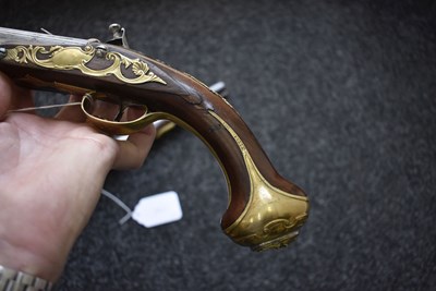 Lot 339 - A PAIR OF 22-BORE FLINTLOCK HOLSTER PISTOLS BY TURVEY