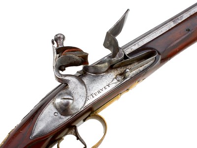Lot 339 - A PAIR OF 22-BORE FLINTLOCK HOLSTER PISTOLS BY TURVEY
