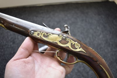 Lot 339 - A PAIR OF 22-BORE FLINTLOCK HOLSTER PISTOLS BY TURVEY