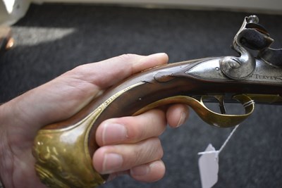 Lot 339 - A PAIR OF 22-BORE FLINTLOCK HOLSTER PISTOLS BY TURVEY
