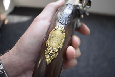 Lot 339 - A PAIR OF 22-BORE FLINTLOCK HOLSTER PISTOLS BY TURVEY