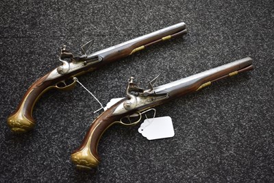 Lot 339 - A PAIR OF 22-BORE FLINTLOCK HOLSTER PISTOLS BY TURVEY