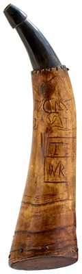 Lot A CARVED HORN POWDER HORN