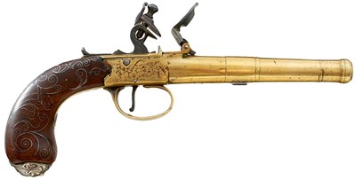 Lot A 50-BORE FLINTLOCK BOXLOCK POCKET PISTOL BY SPEAR OF LONDON