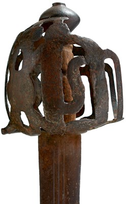 Lot A 17TH CENTURY SCOTTISH BEAK-NOSED RIBBON HILTED BROADSWORD