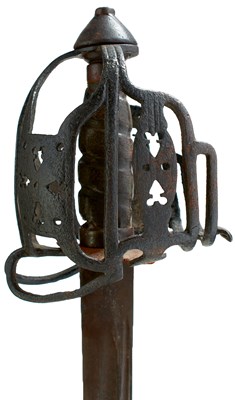 Lot AN 18TH CENTURY SCOTTISH BASKET HILTED BACK SWORD