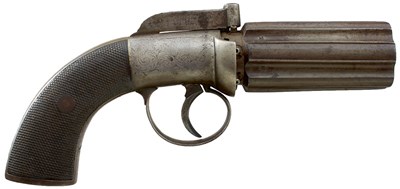 Lot AN 80-BORE SIX-SHOT PERCUSSION PEPPERBOX REVOLVER