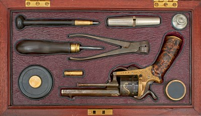 Lot A GOOD CLOSE CASED 7MM CONTINENTAL SIX-SHOT PINFIRE REVOLVER