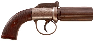 Lot A 100-BORE SIX-SHOT PERCUSSION PEPPERBOX REVOLVER