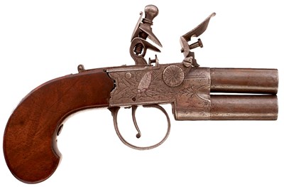 Lot AN 80-BORE FLINTLOCK BOXLOCK TAP-ACTION POCKET PISTOL