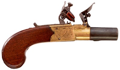 Lot A 54-BORE FLINTLOCK BOXLOCK POCKET PISTOL