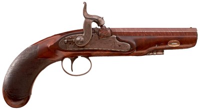 Lot A PERCUSSION TRAVELLING PISTOL BY WOOD OF WORCESTER