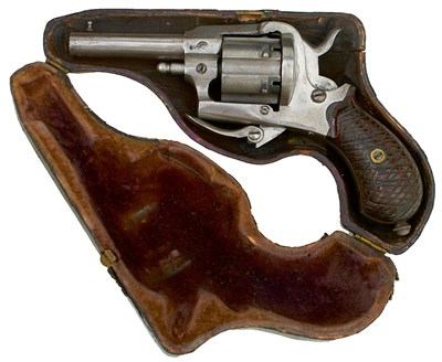 Lot A 7MM BELGIAN SIX-SHOT PIPE-CASED PINFIRE REVOLVER