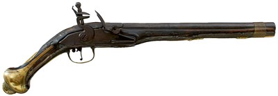 Lot AN 18-BORE TURKISH OR OTTOMAN FLINTLOCK HOLSTER PISTOL