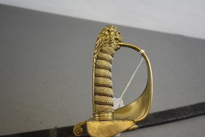 Lot 605 - AN 1827 PATTERN NAVAL OFFICER'S SWORD