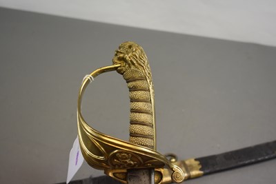 Lot 605 - AN 1827 PATTERN NAVAL OFFICER'S SWORD