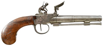Lot A 42-BORE CONTINENTAL FLINTLOCK TRAVELLING PISTOL