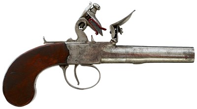 Lot A 54-BORE FLINTLOCK BOXKLOCK POCKET PISTOL