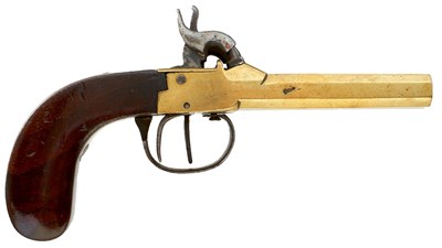 Lot 325 - AN 80-BORE CONTINENTAL DOUBLE BARRELLED PERCUSSION POCKET PISTOL