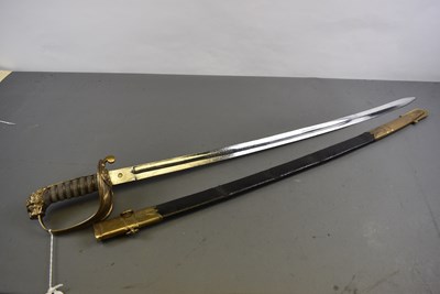 Lot 607 - AN 1847 PATTERN NAVAL OFFICER'S SWORD