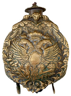 Lot AN 18TH CENTURY RUSSIAN BRASS POWDER FLASK