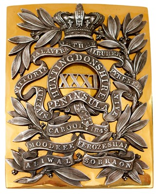 Lot A 31ST REGIMENT OF FOOT (HUNTINGDONSHIRE) OFFICER'S SHOULDER BELT PLATE