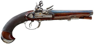Lot AN 18-BORE DOUBLE BARRELLED SPANISH MIQUELET LOCK COACHING OR OFFICER'S PISTOL BY GABIOLA