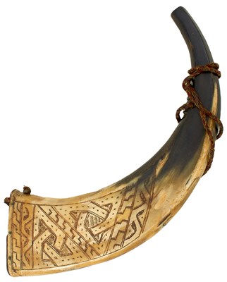 Lot AN 18TH CENTURY SCOTTISH POWDER HORN