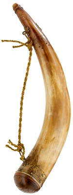 Lot A LATE 18TH CENTURY SCOTTISH POWDER HORN