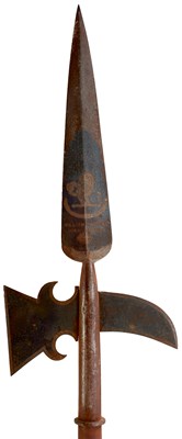 Lot 276 - A RARE PAIR OF 19TH CENTURY ROYAL FORESTER'S CEREMONIAL HALBERDS