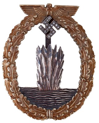 Lot A THIRD REICH KRIEGSMARINE MINE SWEEPING WAR BADGE
