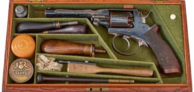 Lot A CASED 120-BORE FIVE-SHOT PERCUSSION BEAUMONT ADAMS REVOLVER