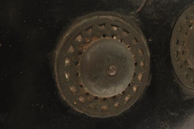 Lot 59 - OF TIPU SULTAN INTEREST - AN 18TH CENTURY INDIAN LACQUERED LEATHER SHIELD OR DHAL