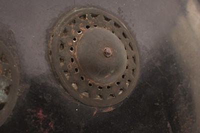 Lot 59 - OF TIPU SULTAN INTEREST - AN 18TH CENTURY INDIAN LACQUERED LEATHER SHIELD OR DHAL