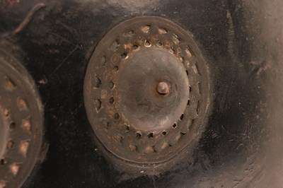 Lot 59 - OF TIPU SULTAN INTEREST - AN 18TH CENTURY INDIAN LACQUERED LEATHER SHIELD OR DHAL