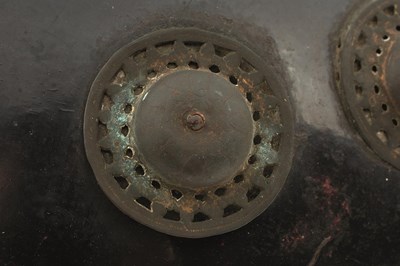 Lot 59 - OF TIPU SULTAN INTEREST - AN 18TH CENTURY INDIAN LACQUERED LEATHER SHIELD OR DHAL