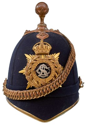 Lot A POST 1902 ROYAL ARMY SERVICE CORPS OFFICER'S BLUE CLOTH HELMET
