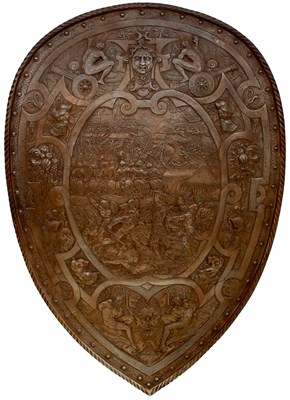 Lot A 19TH CENTURY BRONZED CAST PARADE SHIELD