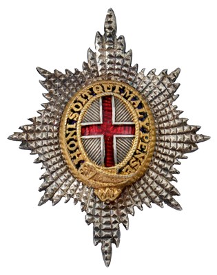 Lot A LIFE GUARDS OFFICER'S WHITE METAL CAP BADGE