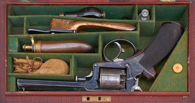 Lot A CASED 54-BORE FIVE-SHOT PERCUSSION FOURTH MODEL TRANTER REVOLVER BY WILKINSON