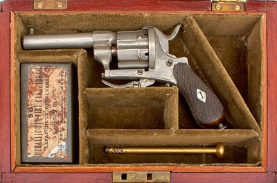 Lot A CASED BIRMINGHAM PROOFED 7MM SIX-SHOT PINFIRE REVOLVER