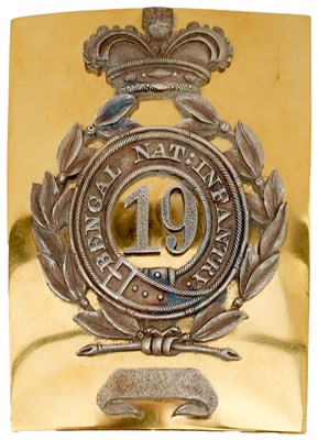 Lot OF INDIAN ARMY INTEREST: A 19TH (BENGAL NATIVE INFANTRY) REGIMENT OFFICER'S SHOULDER BELT PLATE