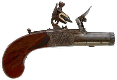 Lot A 40-BORE FLINTLOCK BOXLOCK POCKET PISTOL BY JACKSON OF NEWBURY