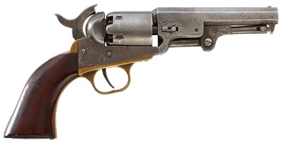 Lot A WORN SMALL CALIBRE FIVE-SHOT PERCUSSION AMERICAN REVOLVER