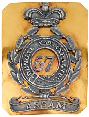 Lot OF INDIAN ARMY INTEREST: A 57TH (BENGAL NATIVE INFANTRY) REGIMENT OFFICER'S SHOULDER BELT PLATE