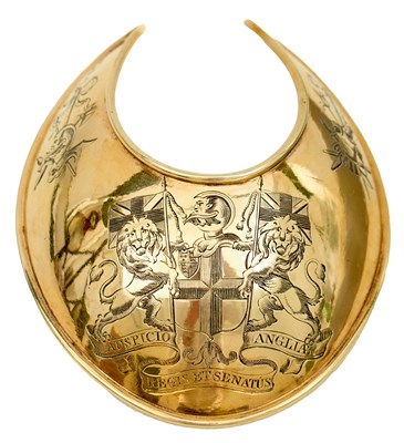 Lot A FINE SILVER GILT OFFICER'S GORGET OF THE HONOURABLE EAST INDIA COMPANY
