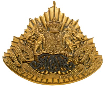 Lot A VICTORIAN OFFICER'S LANCE CAP PLATE OF THE 9TH ROYAL LANCERS
