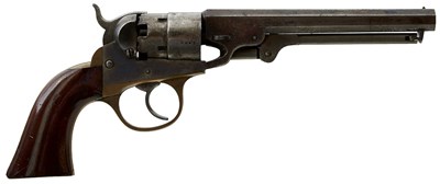 Lot 303 - A CRISP .36 CALIBRE FIVE-SHOT PERCUSSION COOPER NAVY REVOLVER