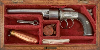 Lot A CASED 80-BORE SIX-SHOT TRANSITIONAL REVOLVER
