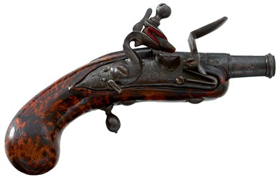 Lot A LATE 17TH CENTURY ENGLISH 80-BORE FLINTLOCK POCKET PISTOL